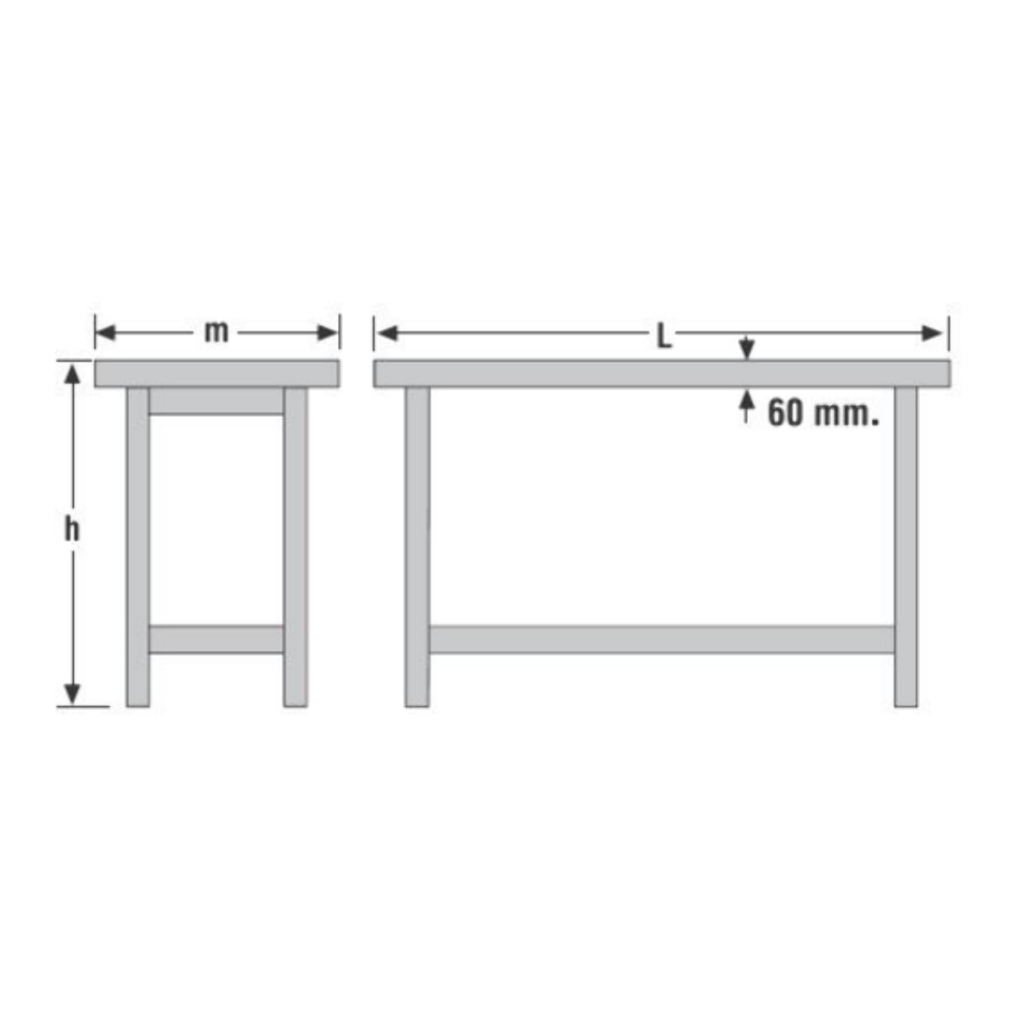 Établi de menuisier URKO - avec mâchoire frontale - 1500x500x830mm - 1500BC