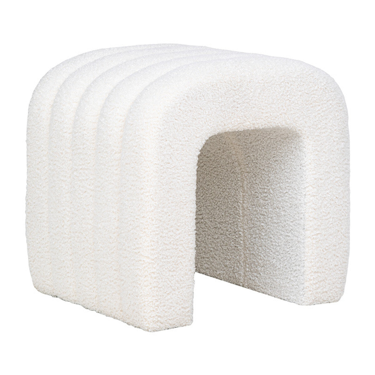 Kenta - pouf - en tissu bouclette - Blanc
