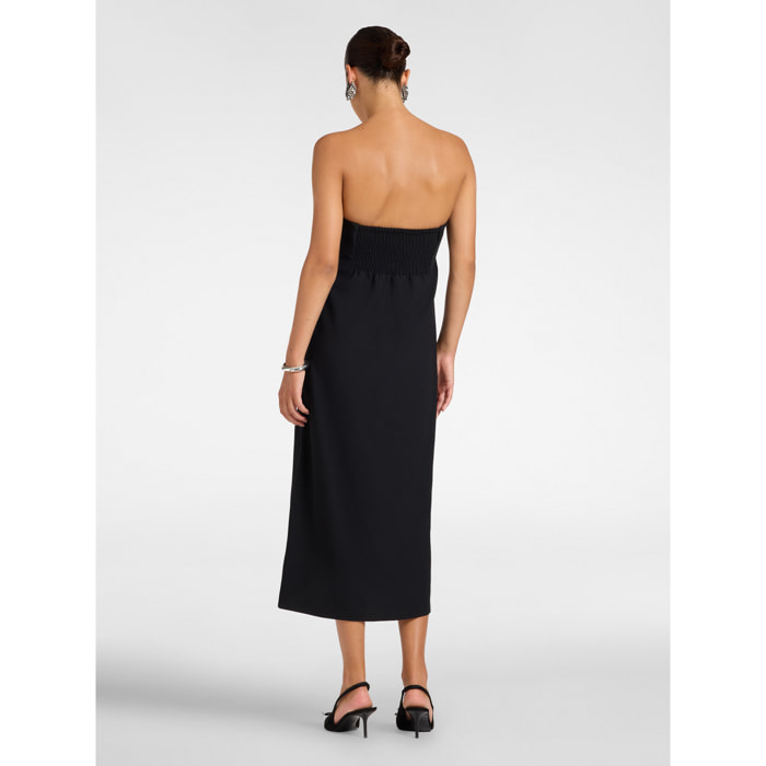Elena Mirò - Vestido bustier drapeado - Negro