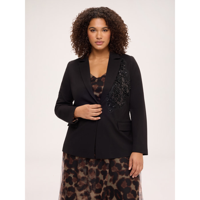 Fiorella Rubino - Blazer in Punto Milano con paillettes - Nero