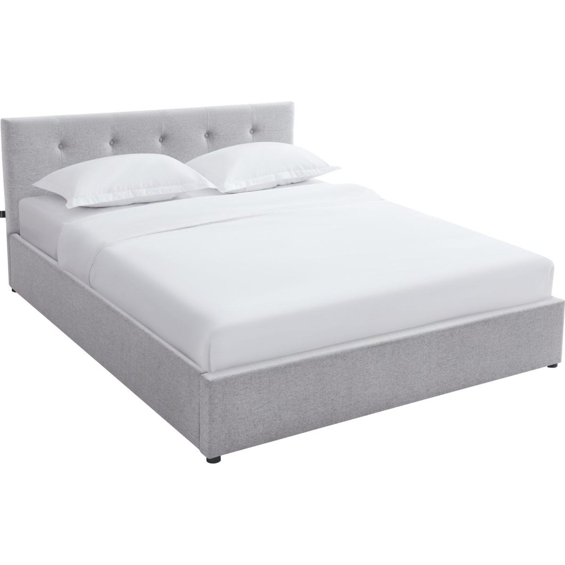 Lit coffre avec tête de lit en tissu - TINA