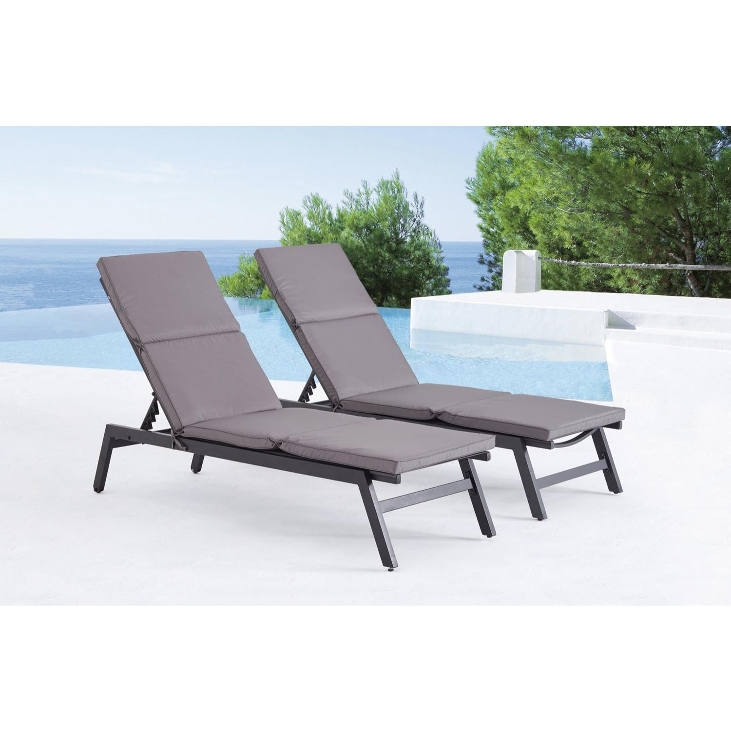 Lot de 2 coussins pour transat gris CAPRI