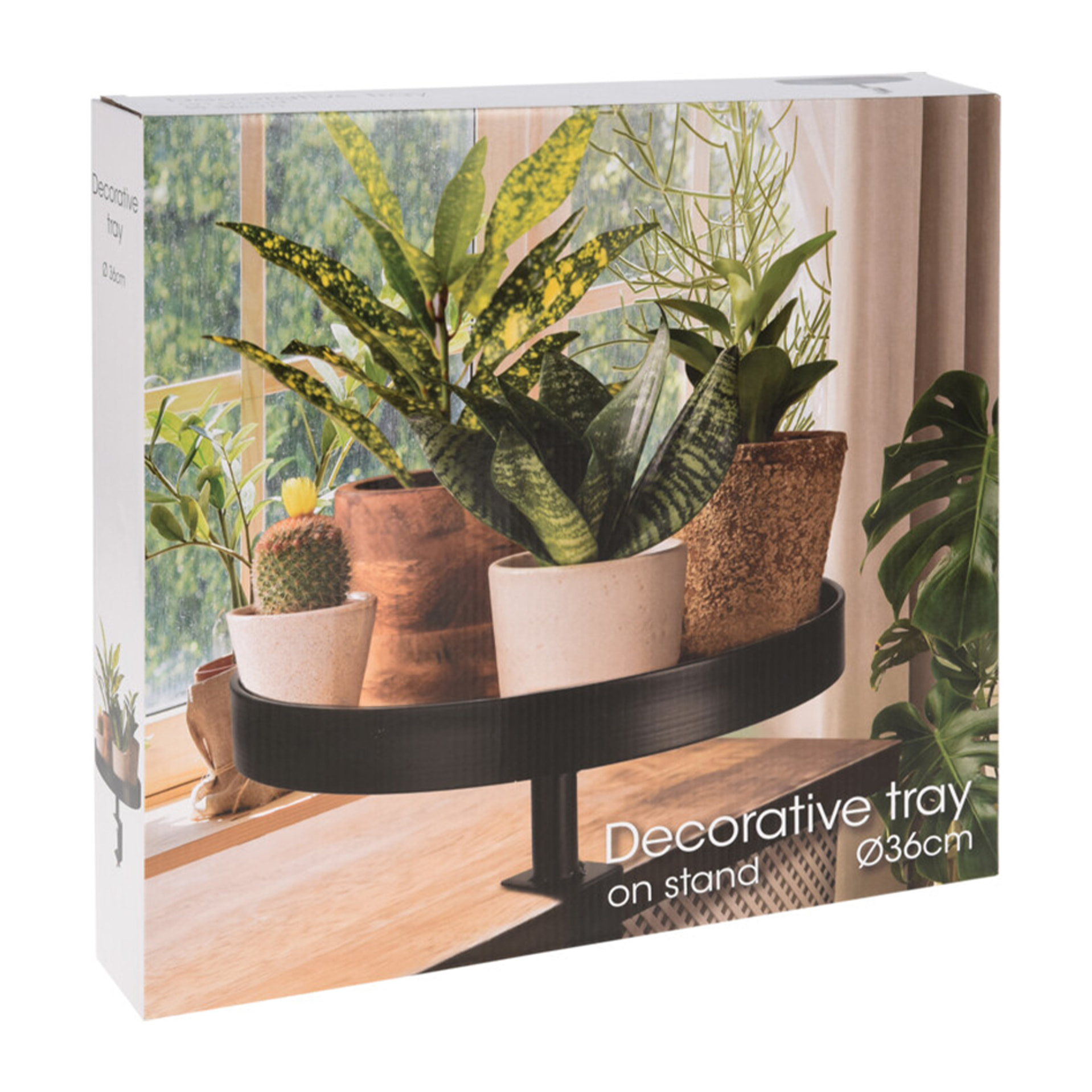 Bandeja redonda de metal pintado en negro - ø 36cm, profundidad 5cm - con tornillo de sujeción