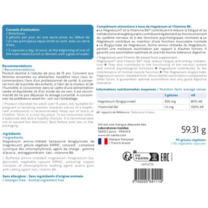 ISN - Magnefor® - Complément Alimentaire au Bisglycinate de Magnésium, Vitamines B6 et D, Taurine - Assimilation Optimale - Nervosité & Fatigue Passagère - Cure 30 jours