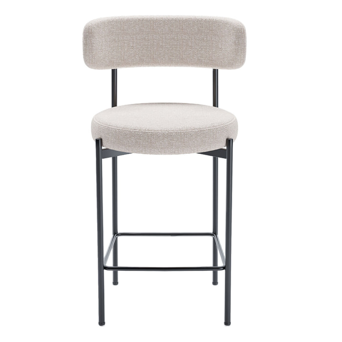 Lot de 2 tabourets de bar velours crème Agathe