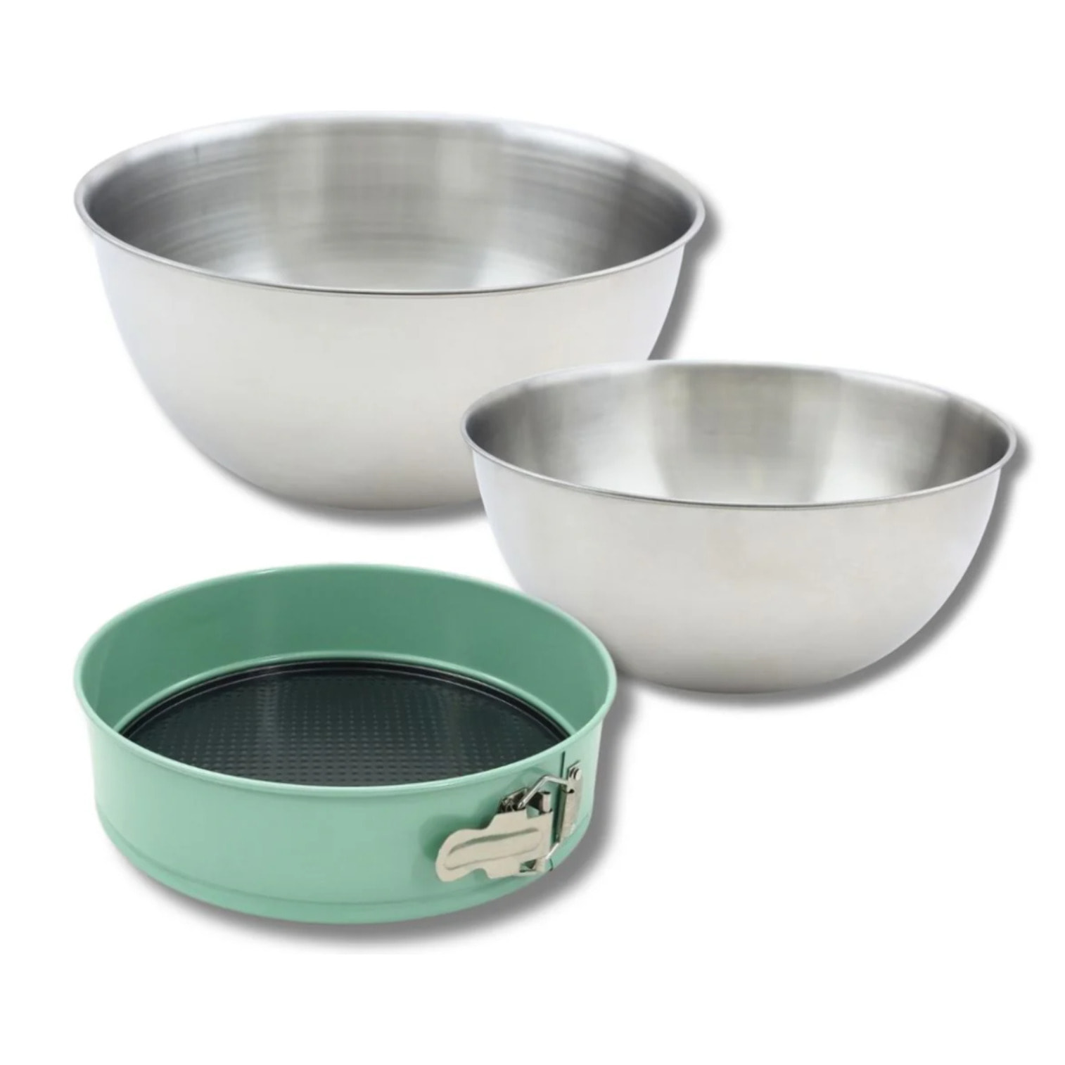 Ensemble comprenant 1 Moule à Manqué Zenker, 2 Bols à Mixer en inox Fackelmann