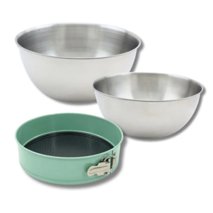 Ensemble comprenant 1 Moule à Manqué Zenker, 2 Bols à Mixer en inox Fackelmann