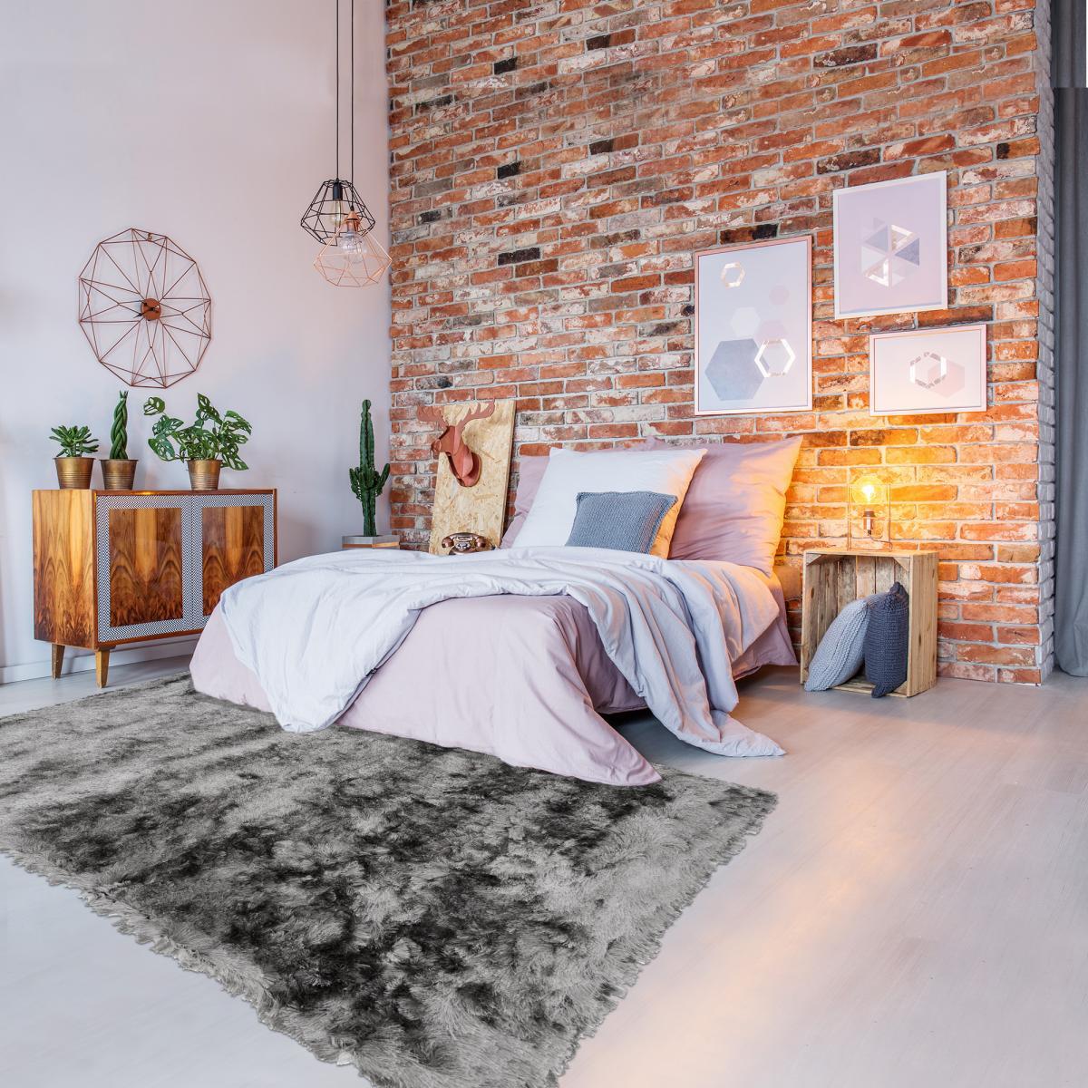 Tapis fait main Shaggy longues mèches Moodil