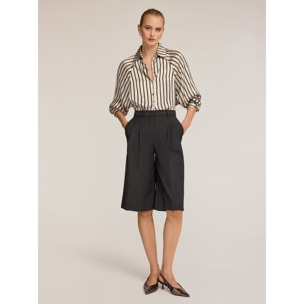 Motivi - Camicia a righe con maniche over - Grigio