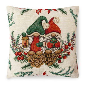 COPPIA CUSCINI ARREDO JACQUARD SFODERABILI 50X50 CM GNOMI BACCHE