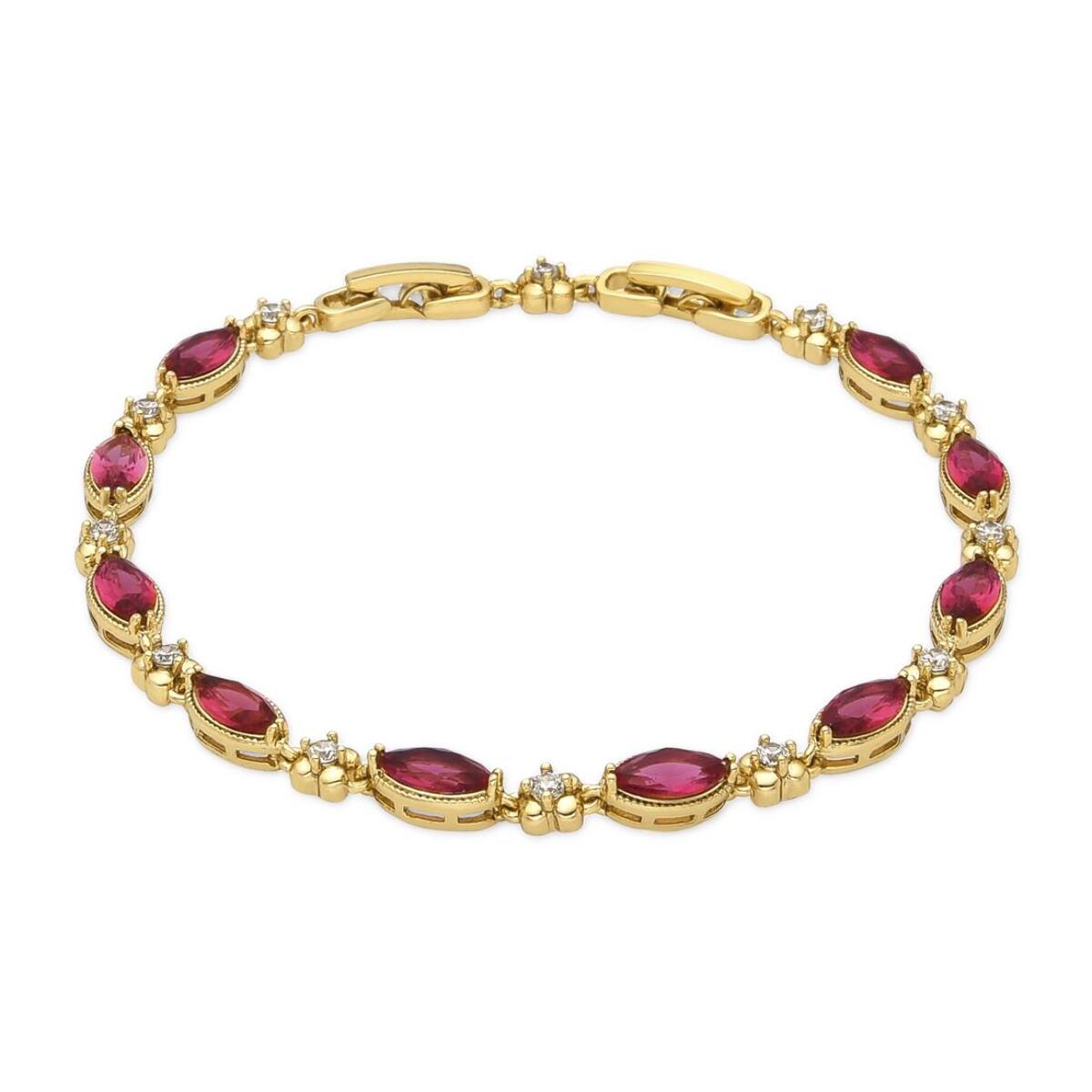 Pulsera con Circonita Rubí acabado oro 18k