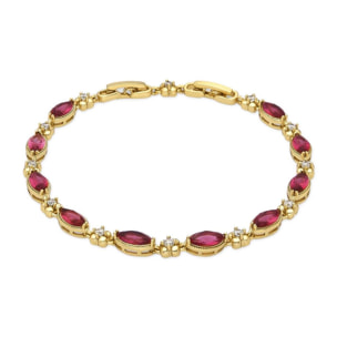 Pulsera con Circonita Rubí acabado oro 18k