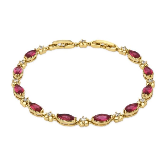 Pulsera con Circonita Rubí acabado oro 18k