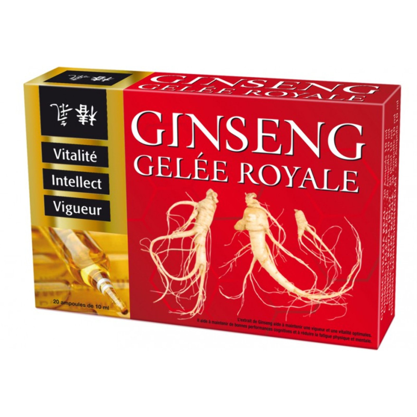 NUTRI EXPERT - Ginseng Gelée Royale - Favorise tonus physique et intellectuel - Soutient la résistance et la vigueur - Combat la fatigue - Actifs d'Origine Naturelle - Vegan - 20 Ampoules