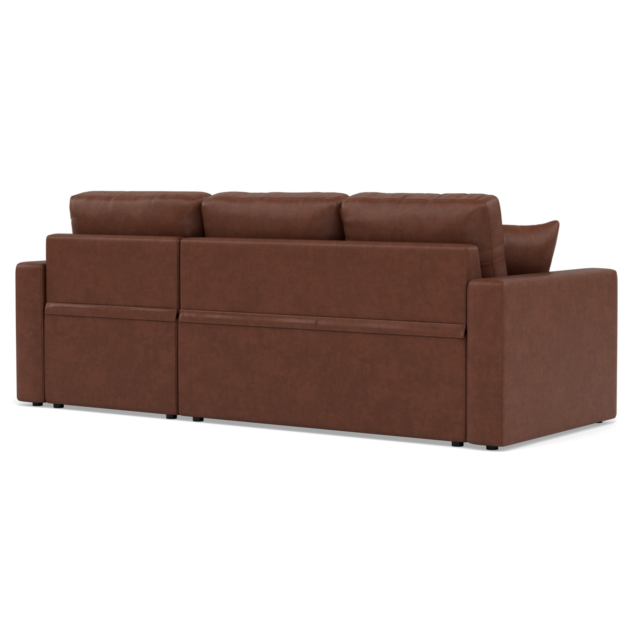 Cyrus - Canapé d'angle réversible 4 places - convertible avec coffre - en simili - Cognac