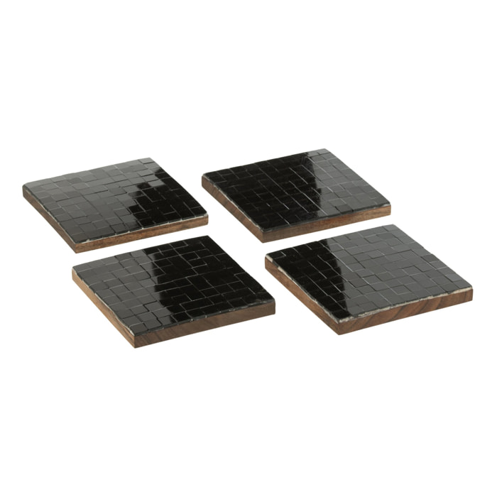 J-Line dessous de verre - verre- noir - boite de 4