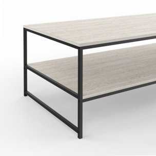 Table basse double plateau effet travertin