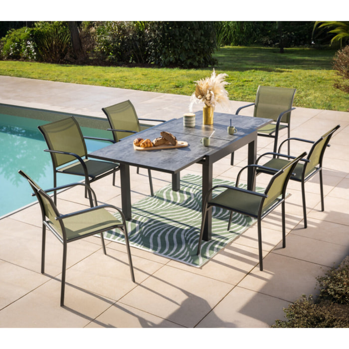 Ensemble table et chaises de jardin  - Vert - HONFLEUR BEZIERS ARDOISE