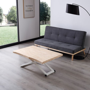 Mesa de centro elevable Lada Fit Blanco - Roble