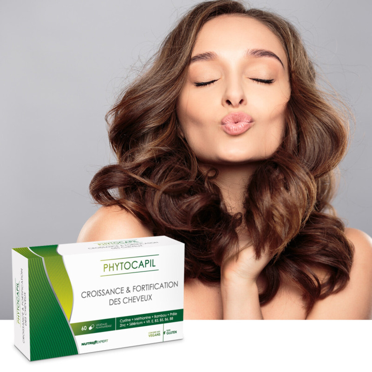 NUTRI EXPERT - Phytocapil - Complément Alimentaire à Base de Plantes, Vitamines, Minéraux et Acides Aminés - Croissance et Fortification des Cheveux - Convient aux Végans - 60 Gélules Végétales