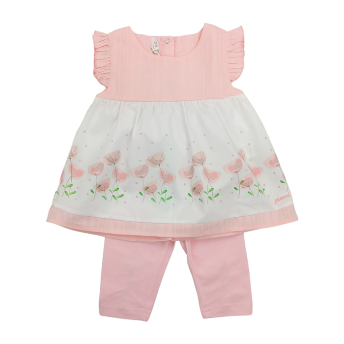 SET TUNICHETTA MUSSOLA STAMPA TULIPANI E LEGGINGS JERSEY ROSA