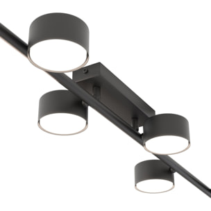 Faretto da soffitto BET a quattro luci in acciaio nero opaco