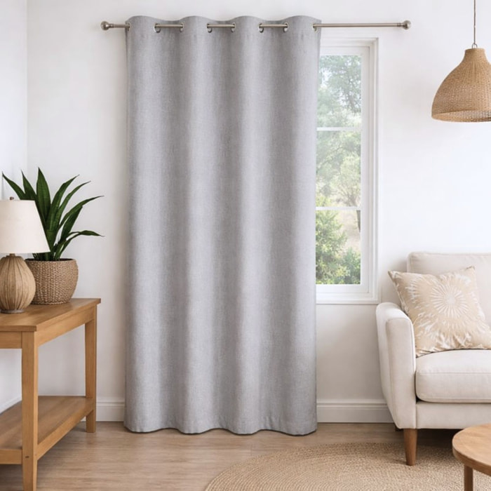 Rideau 100% occultant  - Effet chiné - Gris clair