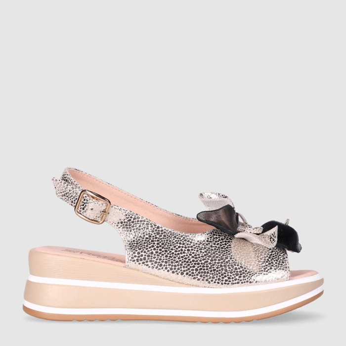 Sandalias de Piel - Platino - Tacón: 5 cm