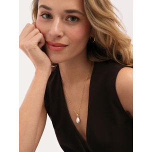 Collar Gala Perla Acero Baño Oro