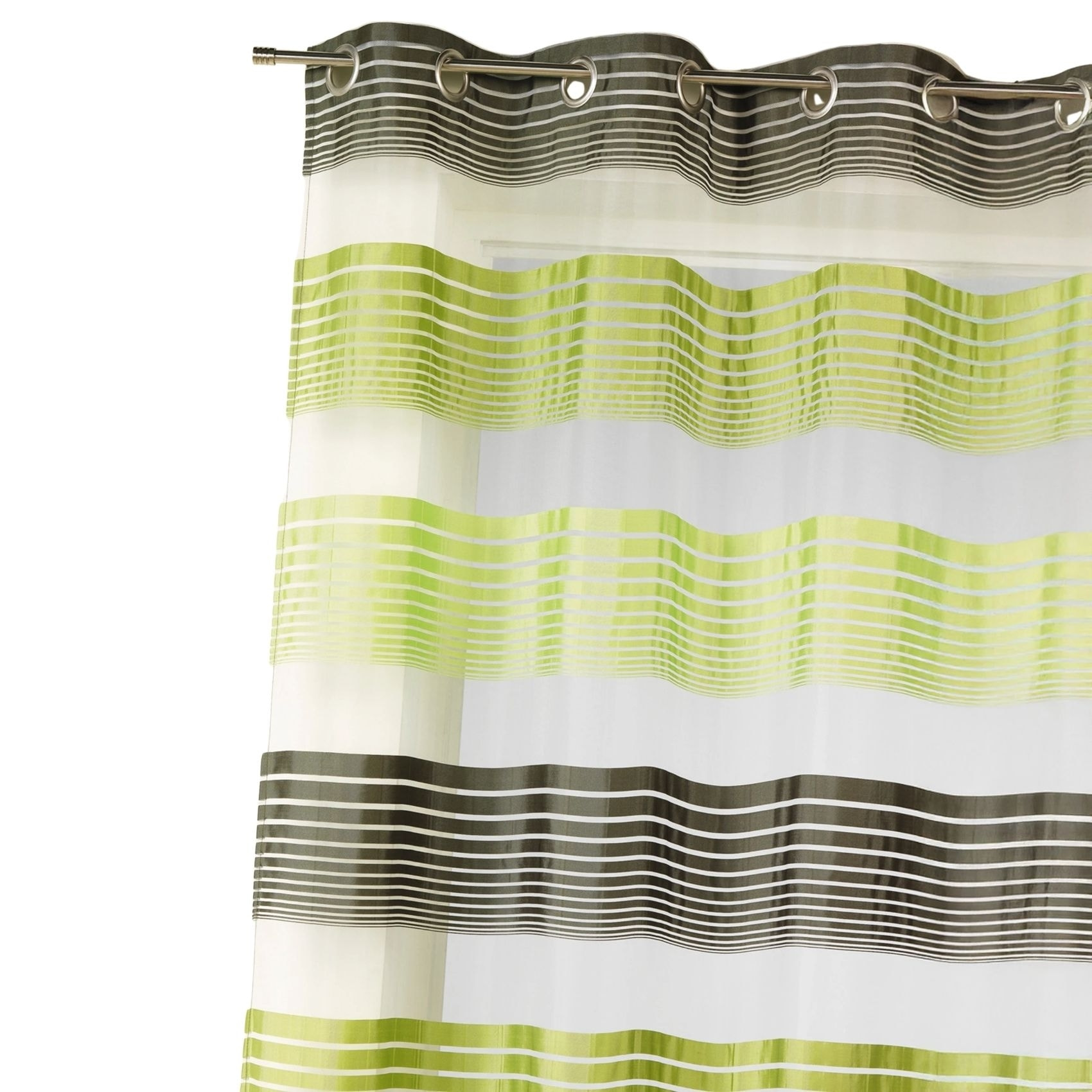 Voilage en organza à fines rayures horizontales - Vert tilleul