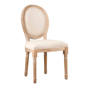 Chaise rembourrée Victoria -bois massif de bouleau / mousse et tissu-couleur beige 48 x 96 x 46 cm