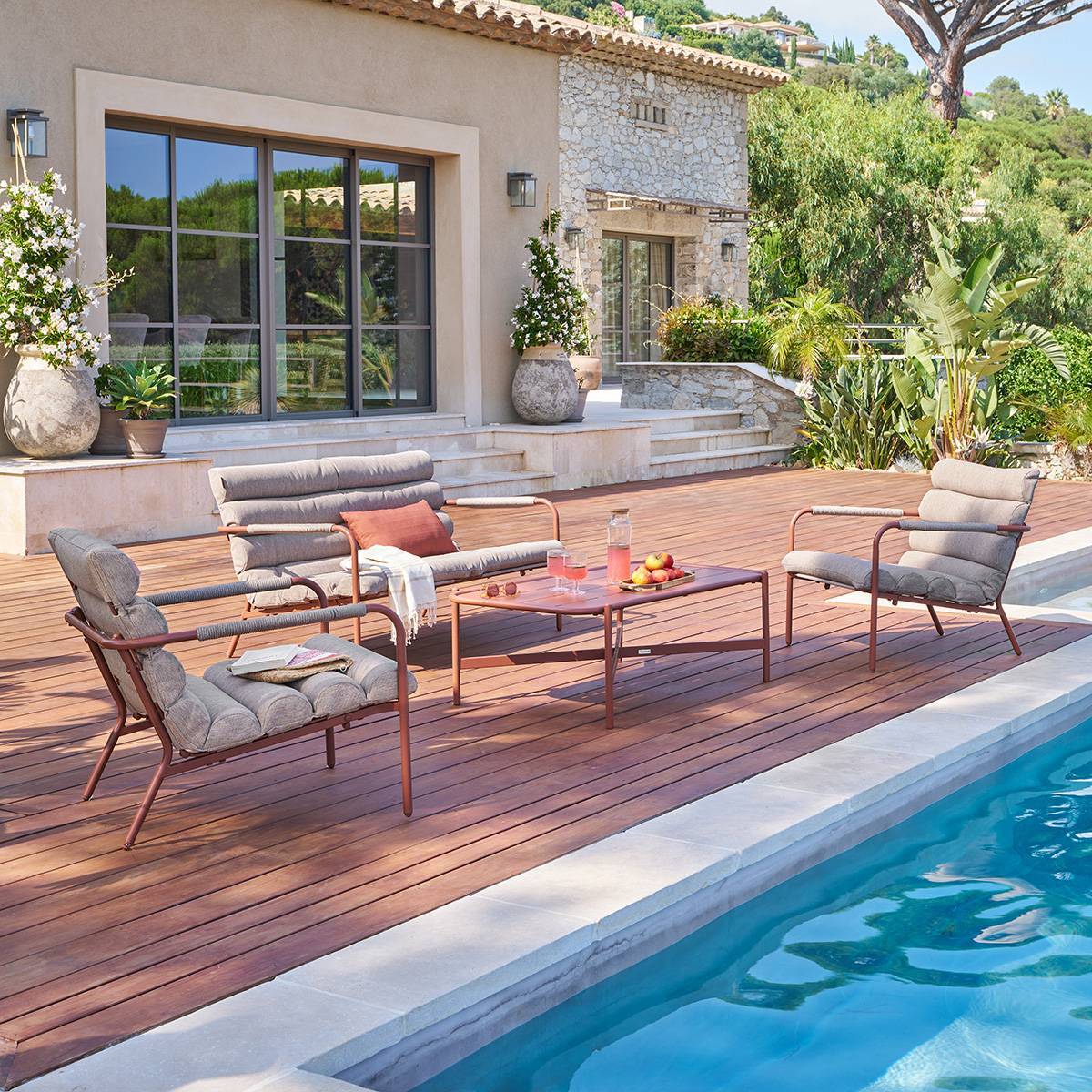 Salon de jardin Solani 4 places acajou