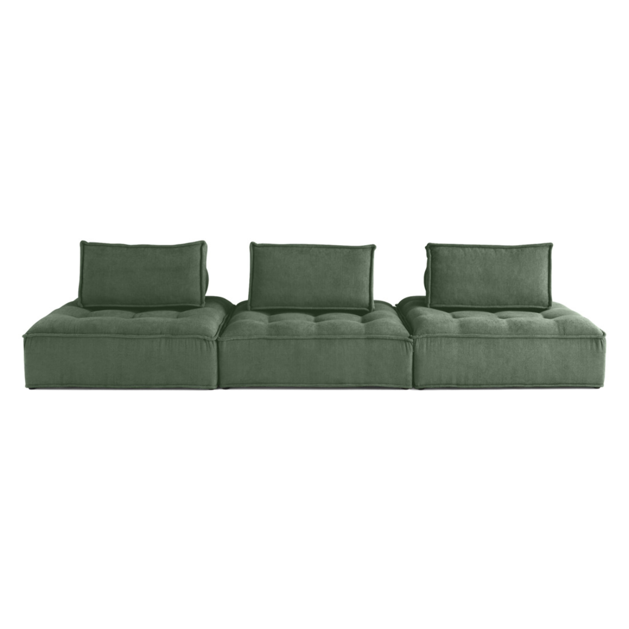 Marisol - canapé modulable droit 3 places - velours texturé - Vert