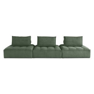 Marisol - canapé modulable droit 3 places - velours texturé - Vert
