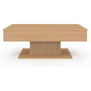 Table basse Tania relevable bois pieds lattes
