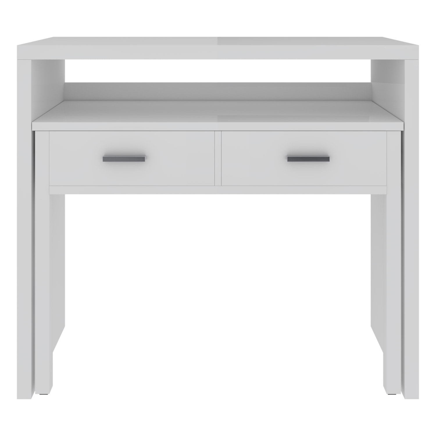 Scrivania Allungabile Con 2 Cassetti Scrittoio Ufficio Cameretta Salvaspazio Estensibile Design Arredo Casa 98.5 x 36 x 87.5 cm Bianco