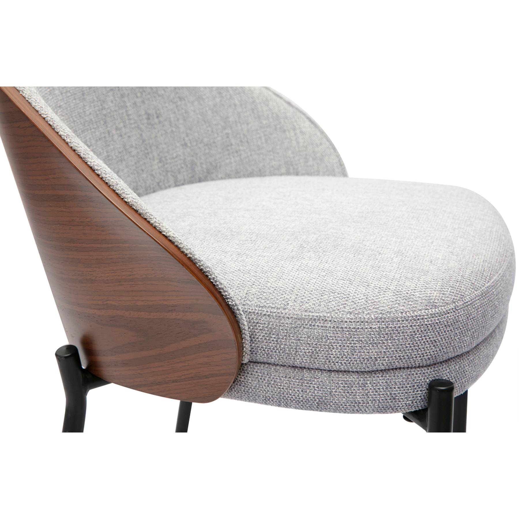 Tabourets de bar en tissu effet velours texturé gris, bois foncé et métal H65 cm (lot de 2) TUCSON