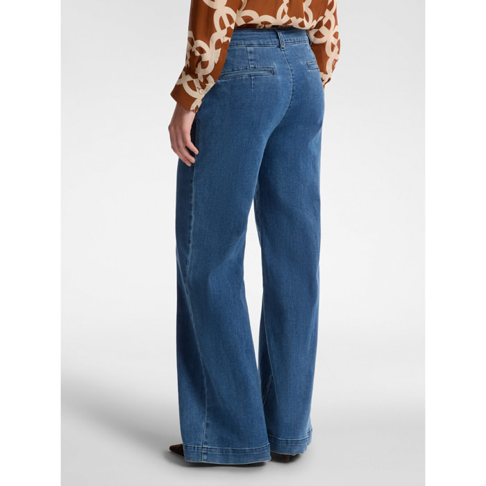 Elena Mirò - Jeans 5 tasche mid wide leg, "Wanda" - Blu