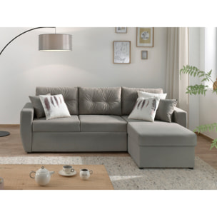 Astoria - canapé d'angle réversible - convertible avec coffre - style contemporain- 4 places - Gris clair
