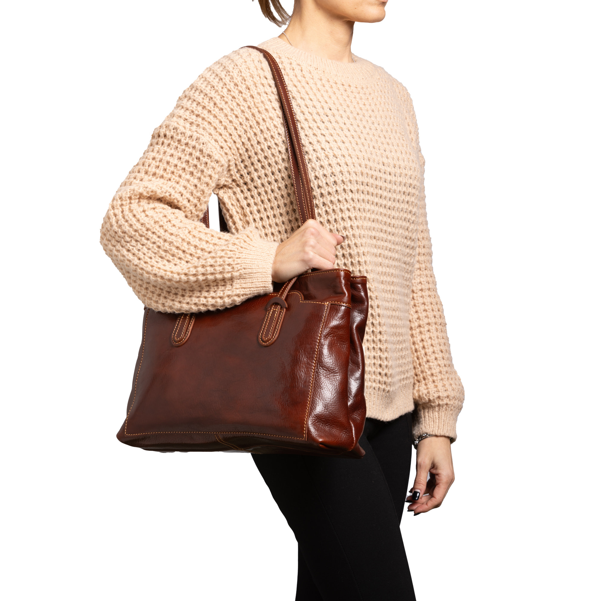 Borsa a spalla  da donna In Vera pelle Made in Italy 35x26x12 cm