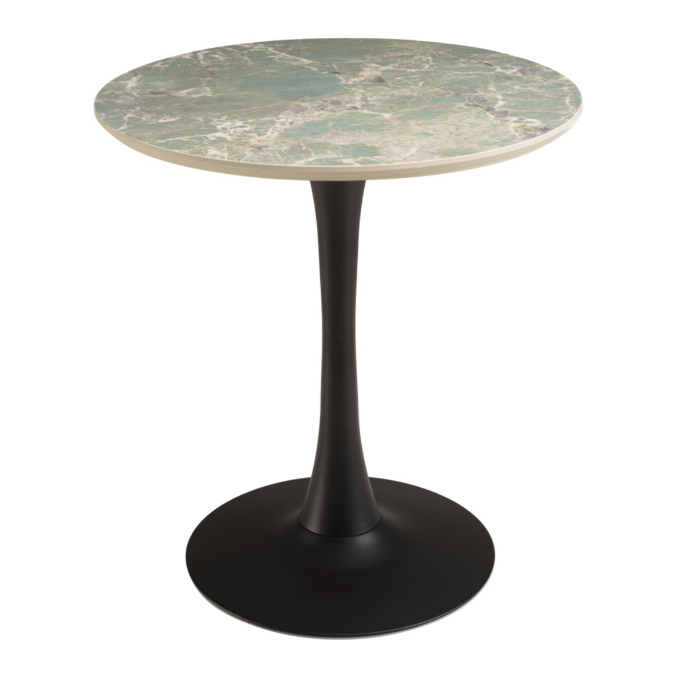 ICARE - Ensemble n°3: table bistrot D70cm en céramique marbré vert
