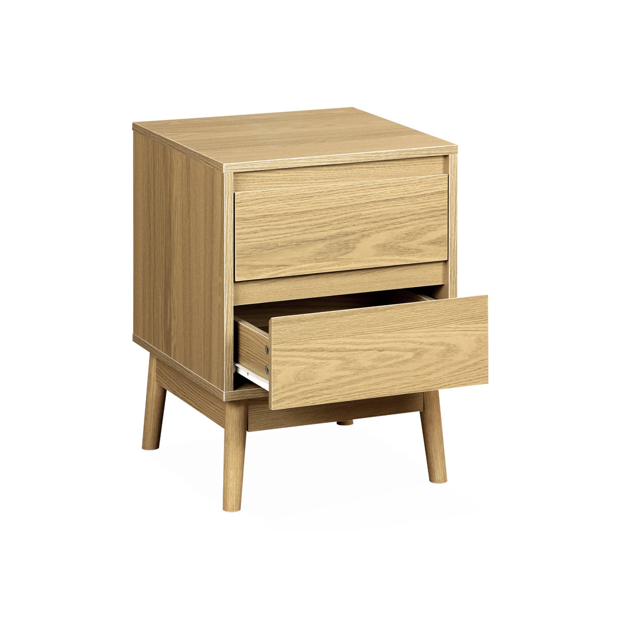Lot de 2 tables de chevet décor bois. deux tiroirs