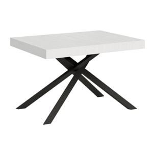 Table extensible 120X80/204cm Karida Frêne Blanc cadre Anthracite