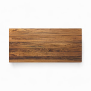 Table et chaises 8 personnes en cuir synthetique noir et bois - Piada