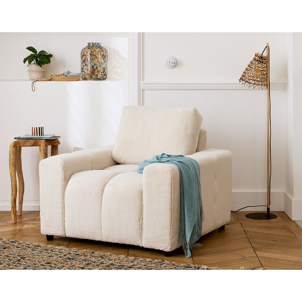 Crocus - fauteuil en fausse fourrure - Beige