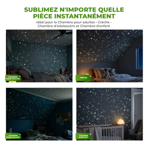 Stickers Muraux décoration adhésifs250 phosphorescents étoiles et étoiles filantes