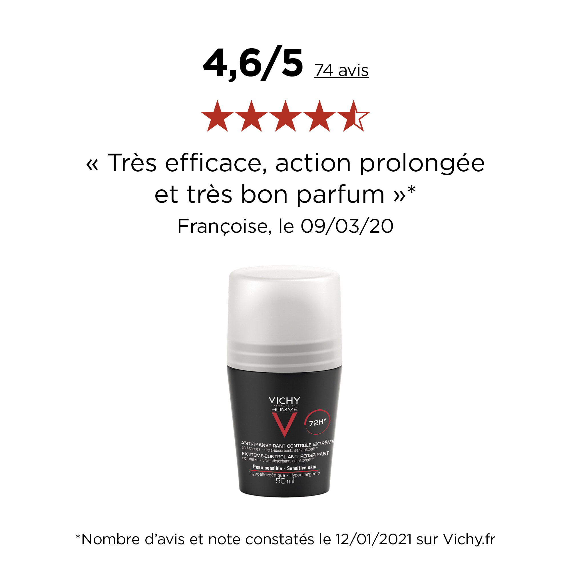 Vichy Homme Anti-Transp Contrôle Extrême 72H 50ml