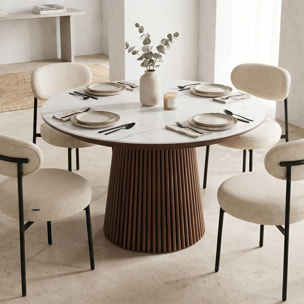 Table à manger ronde extensible en céramique bicolore 6/8 places - ADA