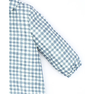 CAMISA CUELLO PICO VICHY ACUARELADO AZUL