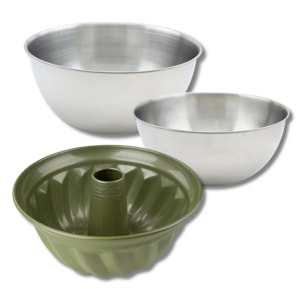 Set pâtisserie avec moule à kouglof 25 cm, 2 bols à mixer et spatule Zenker